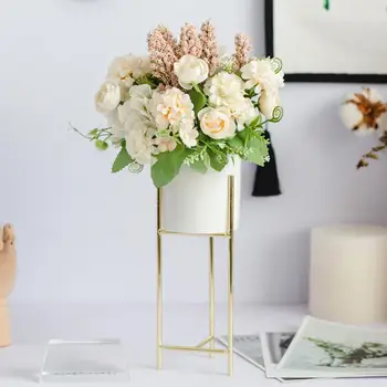 1 комплект цветочного горшка, стильная подставка для цветов в железной раме, Элегантный керамический цветочный горшок для украшения домашнего офиса