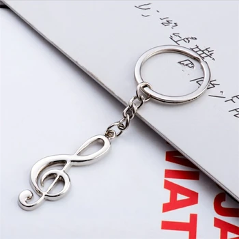2023 Новый брелок для ключей посеребренная музыкальная нота брелок для ключей для сумки автомобиля металлический музыкальный символ брелки для ключей