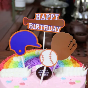 4 шт. Бейсбольные торты для торта, Баскетбол, Футбол, Маффины, Топперы для кексов, принадлежности для украшения детского Дня рождения.
