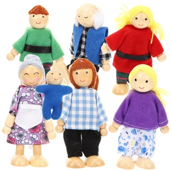 7 шт. Куклы для игры в дом, Семейные ролевые куклы, игрушки-марионетки, фигурки для детей