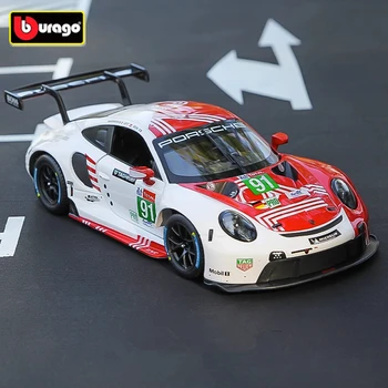 Bburago 1:24 Porsche 911 RSR Модель Гоночного Автомобиля Из Сплава RSR, Отлитая Под Давлением Металлическая Модель Спортивного Автомобиля, Коллекция Высокой Симуляции, Детская Игрушка В Подарок