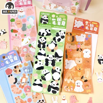 Mr. Paper 4 Style Cute Panda Animal Sticker Pack Мигающая пленка Guka DIY Декоративное Руководство Наклейки Kawaii Канцелярские принадлежности