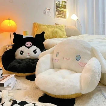 Sanrio Мультфильм Cinnamoroll Зимний Плюш, наполовину окруженный черной подушкой Kuromi, Подушка для спинки офисного кресла в общежитии, Подарки