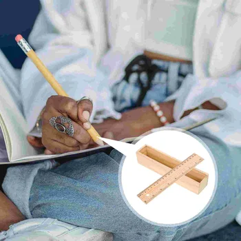 Деревянный Футляр Выдвижного типа Pen Box Контейнер для хранения ручек для школьного пенала