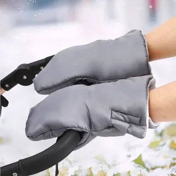 Зимние Теплые Ветрозащитные Утолщенные и Пушистые Перчатки Ручка Детской Коляски Перчатки, Защищающие Руки Съемные Аксессуары Для Коляски