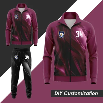 Изготовленный на заказ Высококачественный сублимационный футбольный спортивный костюм с собственным логотипом, зимние футбольные спортивные костюмы оверсайз для мужчин VL346