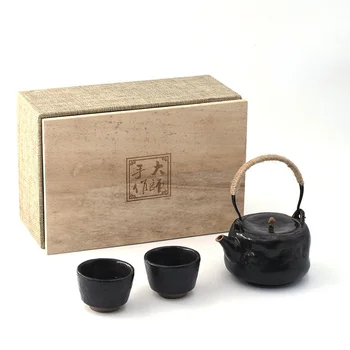 Керамический чайный сервиз ручной работы Кунг-фу в японском стиле с одним чайником и двумя чашками home Zen ceramic retro gift teaware подарочная коробка упаковка