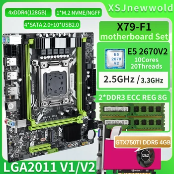 Комплект материнской платы XSJnewwold X79-F1 с процессором E5 2670V2 DDR3 2*8G = 16 ГБ Двухканальный комплект LGA2011 GTX750TI4GNVME M.2 SATA3.0