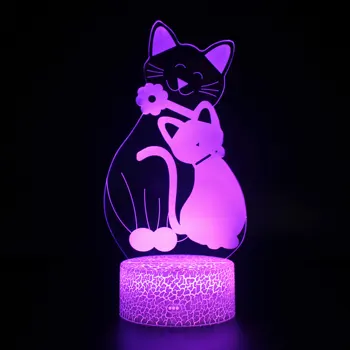 Красочные 3D Светодиодные Неоновые Лавовые Лампы Милое Животное Котенок Ночник Для Малыша Детский Кавайный Стол Для Спальни Декор Стола Подарок На День Рождения