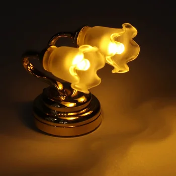 Кукольный домик в миниатюре 1: 12, настенный светильник, Мебельная игрушка, модель со светодиодной подсветкой, Игрушка с кнопкой включения, Аксессуары для украшения кукольного дома