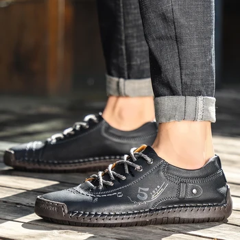 Мода 2023 года, повседневная обувь из искусственной кожи, мужские качественные износостойкие кроссовки ручной работы, Уличная удобная обувь, Тренд на шнуровке