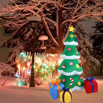 Надувная Рождественская елка, Рождественское украшение, наружное украшение со светодиодной подсветкой, игрушка для газона, праздничной вечеринки, патио, крыльца