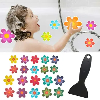 Наклейки для ванны Нескользящие 20 ШТ Клей для протектора для душа Safetyes Аппликации ярких цветов Со скребком премиум-класса