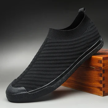 Новая весенне-летняя мужская сетчатая обувь на плоской подошве, мужская вулканизированная обувь, удобная дышащая парусиновая обувь A55-30