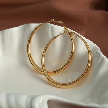 Новая тенденция моды Уникальный Дизайн Элегантные Изысканные Ретро Серьги-кольца золотого цвета Для женщин Ювелирные Изделия Свадебный подарок Премиум-класса