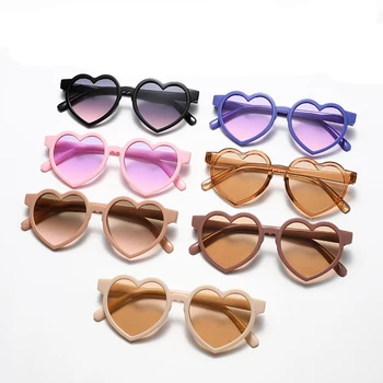 Новые мультяшные Милые Детские солнцезащитные очки в оправе в форме сердца Для девочек Детские солнцезащитные очки Круглые Street Beat Детские очки