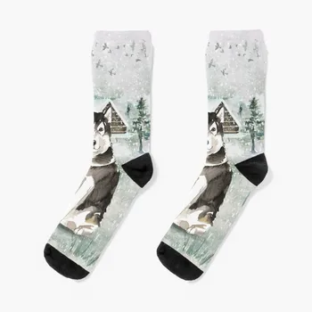 Носки с аляскинским маламутом, новогодние носки, напольные носки, носки на Хэллоуин, забавный подарок, мужские носки, женские носки
