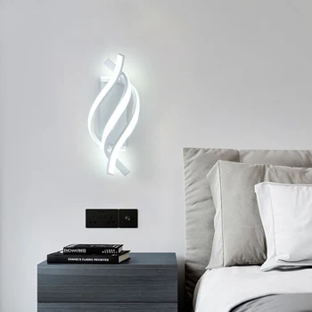 Ночник для спальни 18 Вт Прикроватная лампа Изогнутый дизайн Фоновый свет для гостиной 1280ЛМ Минималистичный Современный для спальни Гостиной