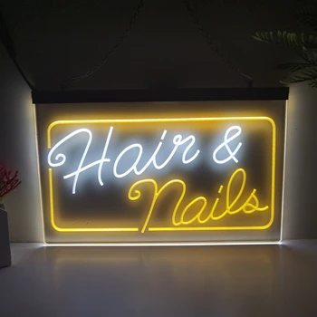 ОТКРЫТЫЙ салон красоты для волос и ногтей, светодиодная неоновая вывеска, домашний декор, Новогодняя стена, Свадебная спальня, 3D ночник, 2 цветных дисплея