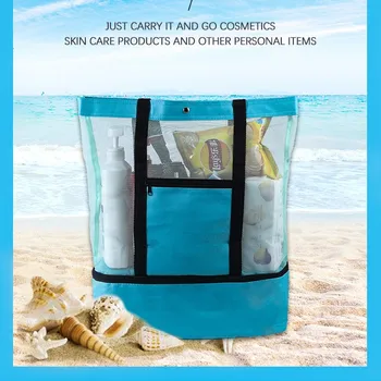 Пляжная сетчатая сумка 2 В 1, детская сумка для песка, Складные Портативные детские пляжные игрушки, сумки для одежды, органайзер для хранения мелочей, сетка