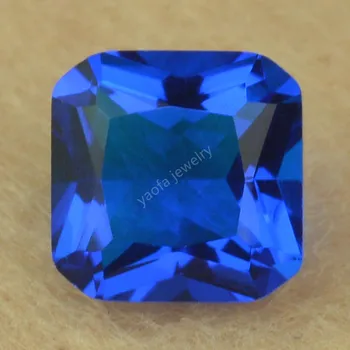 Продажа 3x3 ~ 12x12mm 5A Глубокий Новый Синий Цвет Сыпучий Стеклянный Камень Квадратной Формы Octangle Princess Cut Glass Синтетические Драгоценные Камни Для Ювелирных изделий