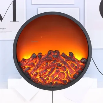 Современный Креативный Круглый Электронный камин с имитацией огня, Встроенный в стену Камин, Светодиодный светильник с пламенем, Декоративное украшение для дома