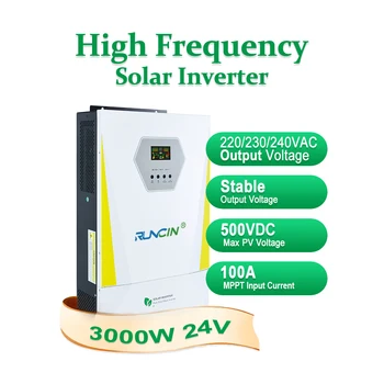 Солнечный Инвертор MPP мощностью 3000 Вт 24 В 3024 Гвт 230VAC 100A MPPT Солнечное Зарядное Устройство PV 450V С WIFI