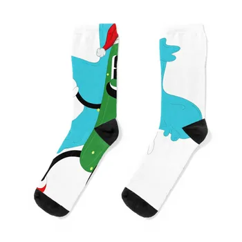 забавные рождественские носки с огурцами, черные носки, компрессионные мужские носки, женские