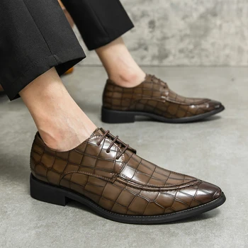 мужская деловая обувь на шнуровке, модные мужские оксфорды с острым носком, официальная свадебная базовая обувь, мужские деловые модельные туфли для мужчин