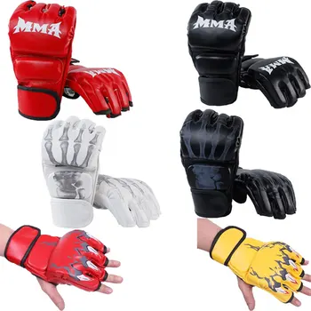 1 пара толстых боксерских перчаток, перчатки для ММА, Боксерская груша на половину пальца, перчатки для кикбоксинга, Муай Тай, Профессиональное боксерское оборудование