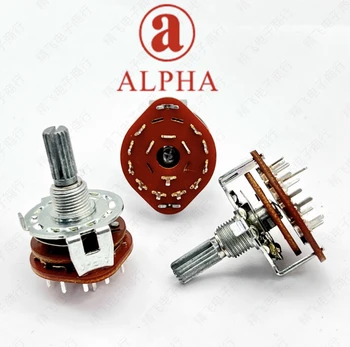 1 шт Поворотный переключатель ALPHA SR24512, 1 полюс, переключатель сигнала усилителя мощности на 10 передач, длина шпинделя 20 мм