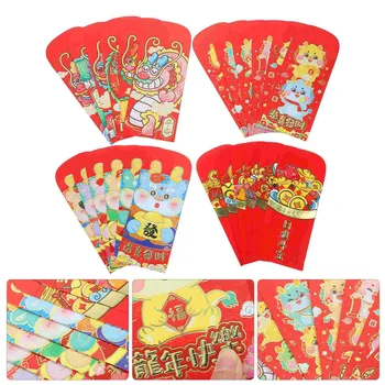 24 Шт Красная упаковка Бумажные конверты в китайском стиле, Подарочные карты, Индивидуальные Милые Новогодние пакеты, Весенний Фестиваль