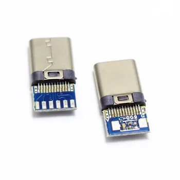 2шт 24pin USB-C USB 3.1 Type C Штекерный Разъем 56K 10NF Сварочного Типа с Печатной Платой, Сваренные Детали DIY