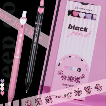 5 шт. /компл. Креативная шариковая ручка Love Roller с рисунком аниме, канцелярские принадлежности, 0,38 мм, черная гелевая ручка, подарок на день рождения для студентов