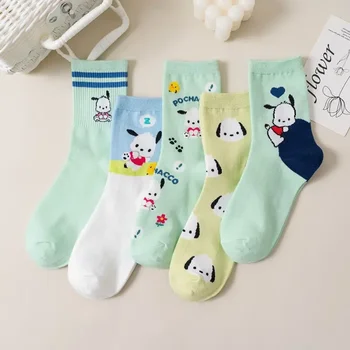 Kawaii Cute Sanrios Pochaccos, Носки для профилактики помпонов, Хлопчатобумажные носки средней длины, Аниме-игрушки для девочек, подарок на день рождения