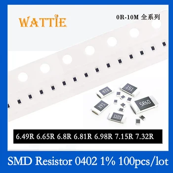 SMD резистор 0402 1% 6.49R 6.65R 6.8R 6.81R 6.98R 7.15R 7.32R 100 шт./лот микросхемные резисторы 1/16 Вт 1.0 мм * 0.5 мм