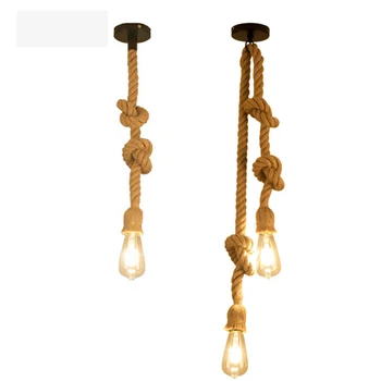Винтажный Подвесной светильник из пеньковой веревки с основанием для домашнего освещения E27 1 м 1,5 м 2 м 3 м 4 м 5 м Ретро Лофт Промышленное Подвесное Световое украшение