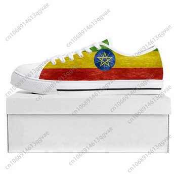 Высококачественные кроссовки с низким берцем под флагом Эфиопии, мужские Женские парусиновые кроссовки для подростков, Повседневная обувь для пар, Обувь на заказ