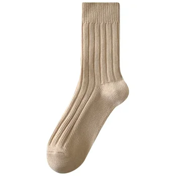 Длинные Осенние Женские вязаные носки Harajuku Winter Brown Socks в стиле ретро Кофе Корейско Японская мода 1 пара
