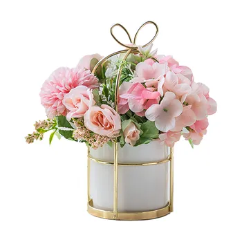 Искусственный цветок в вазе С белыми шелковыми цветочными композициями в горшках