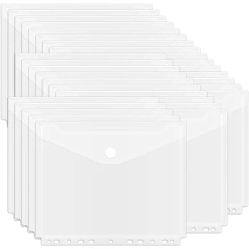 Карман для полиэтиленового пакета на 30 упаковок, прозрачный конверт на 11 отверстий с застежкой на крючок и петлю, карманы для канцелярских принадлежностей