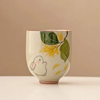 Китайский модный простой травяной образец серого кролика керамический домашний китайский чайный сервиз кунг-фу персональная чашка для хозяина на одну чашку
