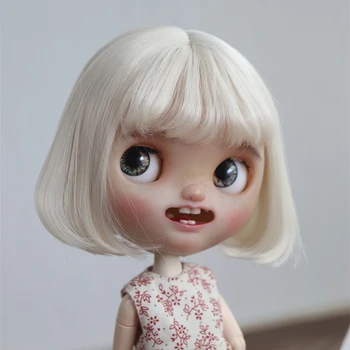 Кукольный парик BJD подходит для кукольных аксессуаров размера Blythe, игрушечных прядей для волос, высокотемпературных шелковых волос, воздушной челки, стрижки каре