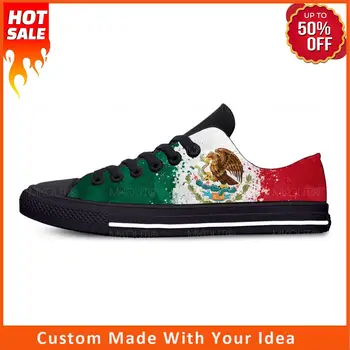 Мексика Мексиканский Флаг Патриотическая Гордость Модная Забавная Повседневная Тканевая Обувь С высоким берцем Легкие Дышащие Мужские И женские Кроссовки с 3D Принтом