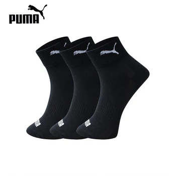 Оригинальные Мужские и Женские Носки с Однотонным логотипом Puma, Классические Повседневные Дышащие Черные Спортивные носки Средней длины 100002380-002