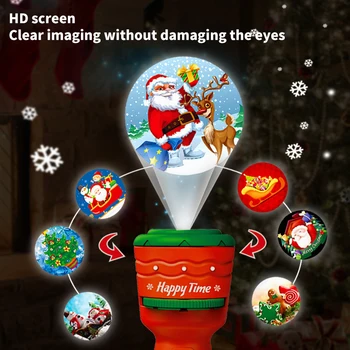Рождественский фонарик Проектор Лампа-факел Санта-Клауса Веселые Рождественские украшения 2023 Рождественский орнамент Подарки Navidad Новый 2024 год