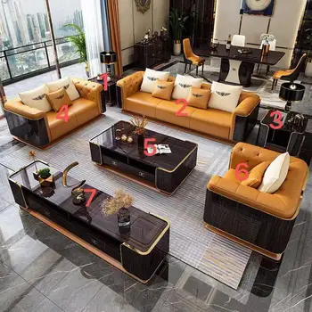Роскошная итальянская вилла высокого класса, высококачественный кожаный диван, большой особняк с плоским полом и крупногабаритная мебель для всего дома, поддерживающая