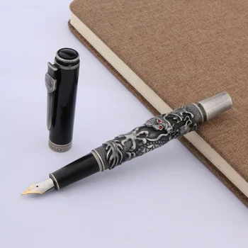 Роскошные металлические аксессуары Jinhao из Древнего серебра с отделкой перьевой ручкой Dragon Medium