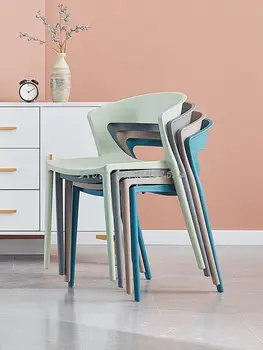 Скандинавский обеденный стул пластиковая спинка табурета стул для отдыха взрослых утолщение стул для спальни кабинета одноместный домашний обеденный стул ins
