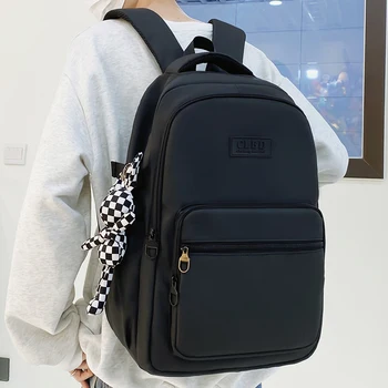 Черный рюкзак для ноутбука влюбленных из высококачественной нейлоновой ткани с несколькими карманами Унисекс, большой рюкзак с подвеской в виде кролика, школьный рюкзак для студентов